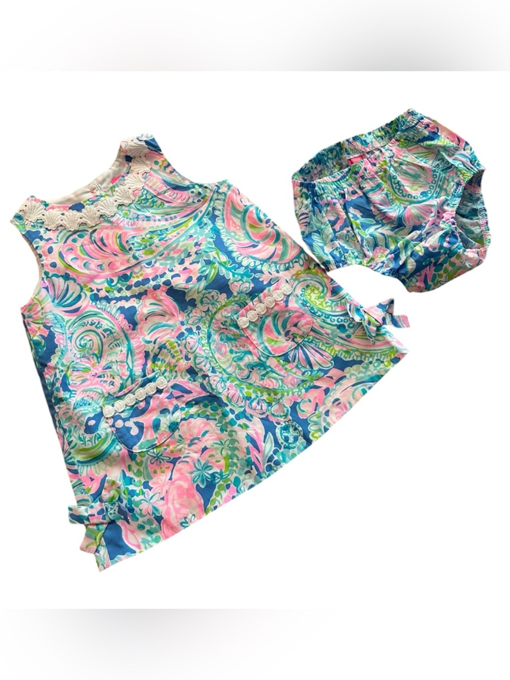 Lilly Pulitzer Infant / Toddler Shift Dress and Bloomers 18-24 months 💙🩵💚🩷